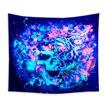Tapeçaria fluorescente de Halloween, esqueleto de 150 x 150 cm, microtecido