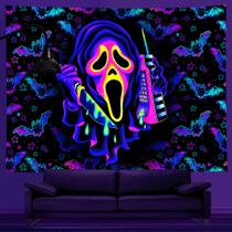 Tapeçaria fluorescente de Halloween, esqueleto de 150 x 150 cm, microtecido