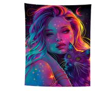Tapeçaria fluorescente de parede feminina 150x150cm de fibra de microtecido Tapeçaria fluorescente de parede feminina 150x150cm de fibra de microtecido