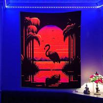 Tapeçaria Fluorescente Flamingo Wall 150x150cm de fibra de microtecido Tapeçaria Fluorescente Flamingo Wall 150x150cm de fibra de microtecido
