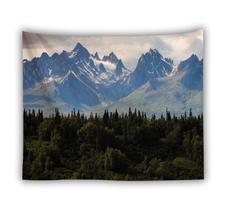 Tapeçaria Forest Snow Mountain Wall 150x150cm em microtecido