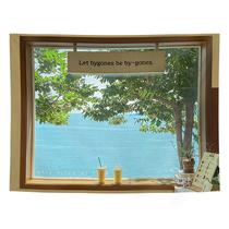 Tapeçaria, janela, paisagem, parede, 150x130cm, fibra de microtecido