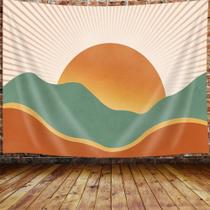 Tapeçaria JAWO Boho Orange Abstract Mountain 200x150cm Poliéster