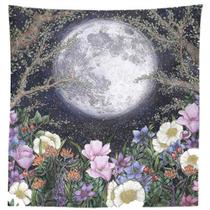 Tapeçaria, lua cheia, parede de plantas florais, 150x100cm, microtecido Tapeçaria, lua cheia, parede de plantas florais, 150x100cm, microtecido