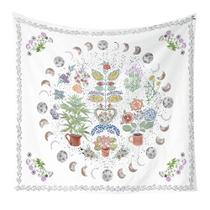 Tapeçaria Moon Phase Flower, pintura a óleo, 200x150cm, microtecido