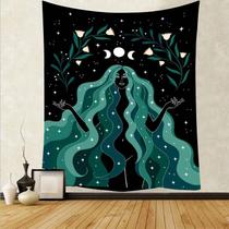 Tapeçaria Moon Phase Rainbow Girl 150x130cm em microtecido Tapeçaria Moon Phase Rainbow Girl 150x130cm em microtecido