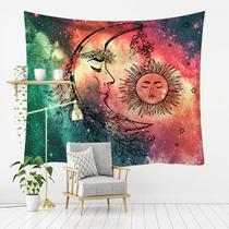 Tapeçaria Moon Sun Wall Room Aesthetic 150x130cm, microtecido Tapeçaria Moon Sun Wall Room Aesthetic 150x130cm, microtecido