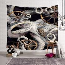 Tapeçaria Octopus Wall 150x130cm, microtecido, fibra, decoração de quarto