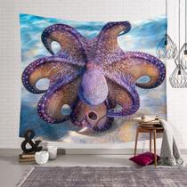 Tapeçaria Octopus Wall 150x130cm, microtecido, fibra, decoração de quarto