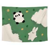 Tapeçaria Panda Rabbit Wall Microfabric 150x130cm, decoração de quarto Tapeçaria Panda Rabbit Wall Microfabric 150x130cm, decoração de quarto