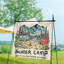 Tapeçaria para pendurar na parede, acampamento de verão, acampamento ao ar livre, 150x130cm Tapeçaria para pendurar na parede, acampamento de verão, acampamento ao ar livre, 150x130cm