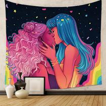Tapeçaria para pendurar na parede amantes românticos beijando casal 150x130cm Tapeçaria para pendurar na parede amantes românticos beijando casal 150x130cm