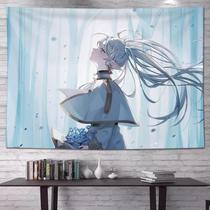 Tapeçaria para pendurar na parede Anime Girl Soft Blue Floral 100x150cm Tapeçaria para pendurar na parede Anime Girl Soft Blue Floral 100x150cm