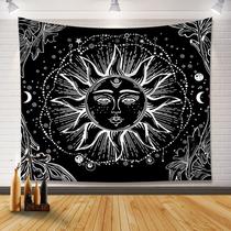 Tapeçaria para pendurar na parede, arte celestial boêmia do sol e da lua