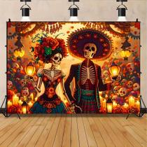 Tapeçaria para pendurar na parede Day of the Dead Skeleton Couple 150x130cm Tapeçaria para pendurar na parede Day of the Dead Skeleton Couple 150x130cm