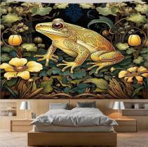 Tapeçaria para pendurar na parede, decoração de arte botânica, sapo, amarelo, 150x130cm