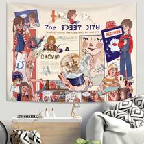 Tapeçaria para pendurar na parede, desenho animado de anime vintage, 150x130cm, pelúcia