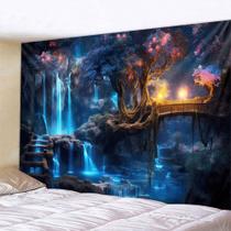 Tapeçaria para pendurar na parede Fantasy Waterfall Dreamy Forest Night