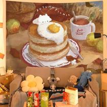 Tapeçaria para pendurar na parede, fofo, gato de desenho animado, piquenique de outono 150x130cm