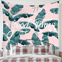 Tapeçaria para pendurar na parede, folha tropical, rosa, 150x130cm, pelúcia curta