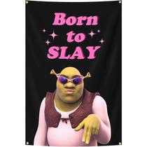 Tapeçaria para pendurar na parede Funny Born to Slay Shrek Meme 100x150cm Tapeçaria para pendurar na parede Funny Born to Slay Shrek Meme 100x150cm