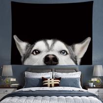 Tapeçaria para pendurar na parede Funny Husky Dog Peeking Face 150x130cm Tapeçaria para pendurar na parede Funny Husky Dog Peeking Face 150x130cm