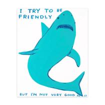 Tapeçaria para pendurar na parede Funny Shark Cartoon Ocean Animal 150x130cm