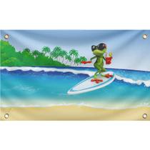 Tapeçaria para pendurar na parede Funny Surfing Frog Beach Decor 100x150cm