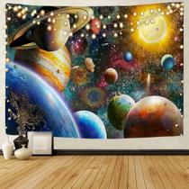 Tapeçaria para pendurar na parede Galaxy Space Colorful Planet 150x130cm
