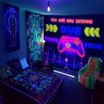 Tapeçaria para pendurar na parede Game Zone Neon UV Glow In The Dark Tapeçaria para pendurar na parede Game Zone Neon UV Glow In The Dark