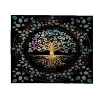 Tapeçaria para pendurar na parede Golden Tree of Life 150x130cm poliéster