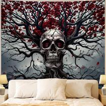Tapeçaria para pendurar na parede Gothic Skull Tree Dark Horror Style Tapeçaria para pendurar na parede Gothic Skull Tree Dark Horror Style