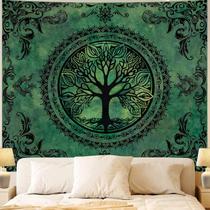 Tapeçaria para pendurar na parede Green Tree of Life 150x130cm poliéster