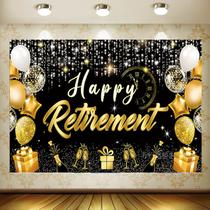 Tapeçaria para pendurar na parede Happy Retirement preta e dourada 150x100cm Tapeçaria para pendurar na parede Happy Retirement preta e dourada 150x100cm