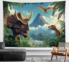 Tapeçaria para pendurar na parede HVEST Forest Dinosaur Jungle 100x150cm