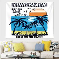 Tapeçaria para pendurar na parede Long Beach Sunset Surf Sun Sand 150x130cm