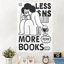 Tapeçaria para pendurar na parede Menos SNS Mais livros 150 cm x 100 cm