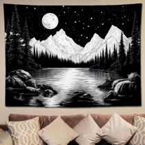 Tapeçaria para pendurar na parede Moonlit Mountain Lake 150cm x 130cm Tapeçaria para pendurar na parede Moonlit Mountain Lake 150cm x 130cm