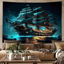 Tapeçaria para pendurar na parede Navio pirata Ocean Night 150x130cm