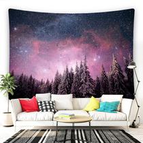 Tapeçaria para pendurar na parede Northern Lights Starry Sky Forest 150x130cm Tapeçaria para pendurar na parede Northern Lights Starry Sky Forest 150x130cm