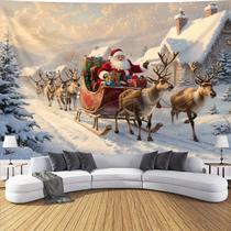 Tapeçaria para pendurar na parede o trenó do Papai Noel com renas Tapeçaria para pendurar na parede o trenó do Papai Noel com renas