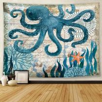 Tapeçaria para pendurar na parede Octopus Ocean Nautical Map 130x150cm Tapeçaria para pendurar na parede Octopus Ocean Nautical Map 130x150cm