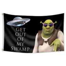 Tapeçaria para pendurar na parede Shrek Meme Get Out of My Swamp 100x150cm
