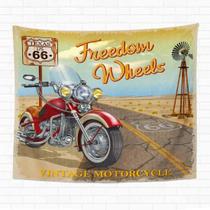 Tapeçaria para pendurar na parede vintage Motorcycle Freedom Wheels
