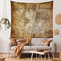 Tapeçaria para pendurar na parede Vintage World Map 130 cm x 150 cm