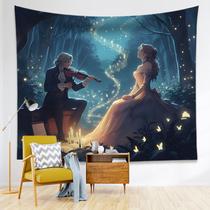 Tapeçaria para pendurar na parede Violino romântico Fantasy Night Forest
