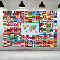 Tapeçaria para pendurar na parede World Flags Global Map 100x150cm Tapeçaria para pendurar na parede World Flags Global Map 100x150cm