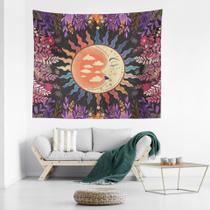Tapeçaria, parede colorida de plantas de sol e lua, 150x100cm, microtecido