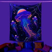 Tapeçaria, parede de medusa fluorescente, 150x150cm, microtecido Tapeçaria, parede de medusa fluorescente, 150x150cm, microtecido