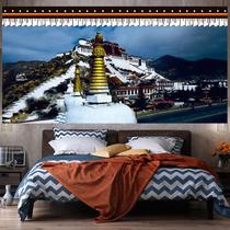 Tapeçaria: parede do palácio de Potala, estilo tibetano, 150x130cm, microtecido Tapeçaria: parede do palácio de Potala, estilo tibetano, 150x130cm, microtecido